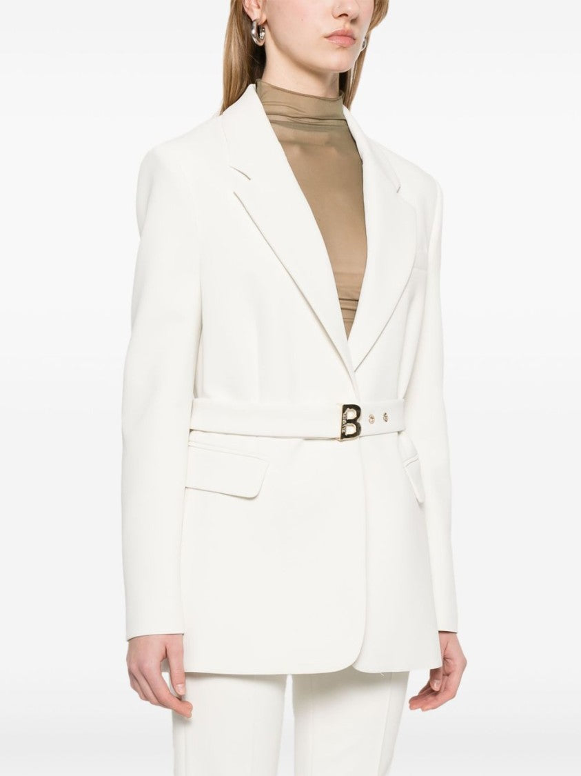 Blugirl Tailored White Blazer With Belted Waist