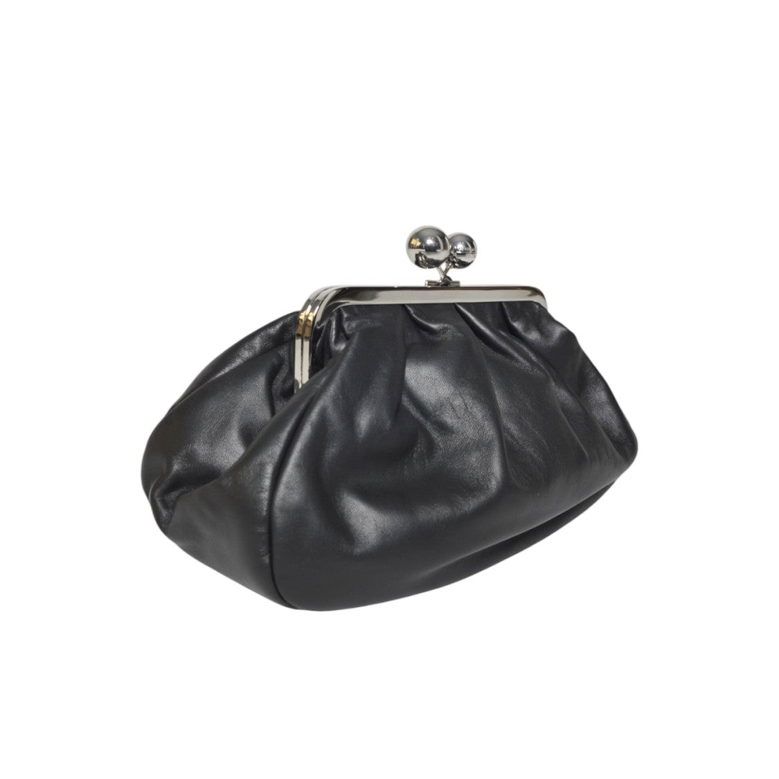 Max Mara Soft Gathered Leather Clutch With Detachable Chain Strap