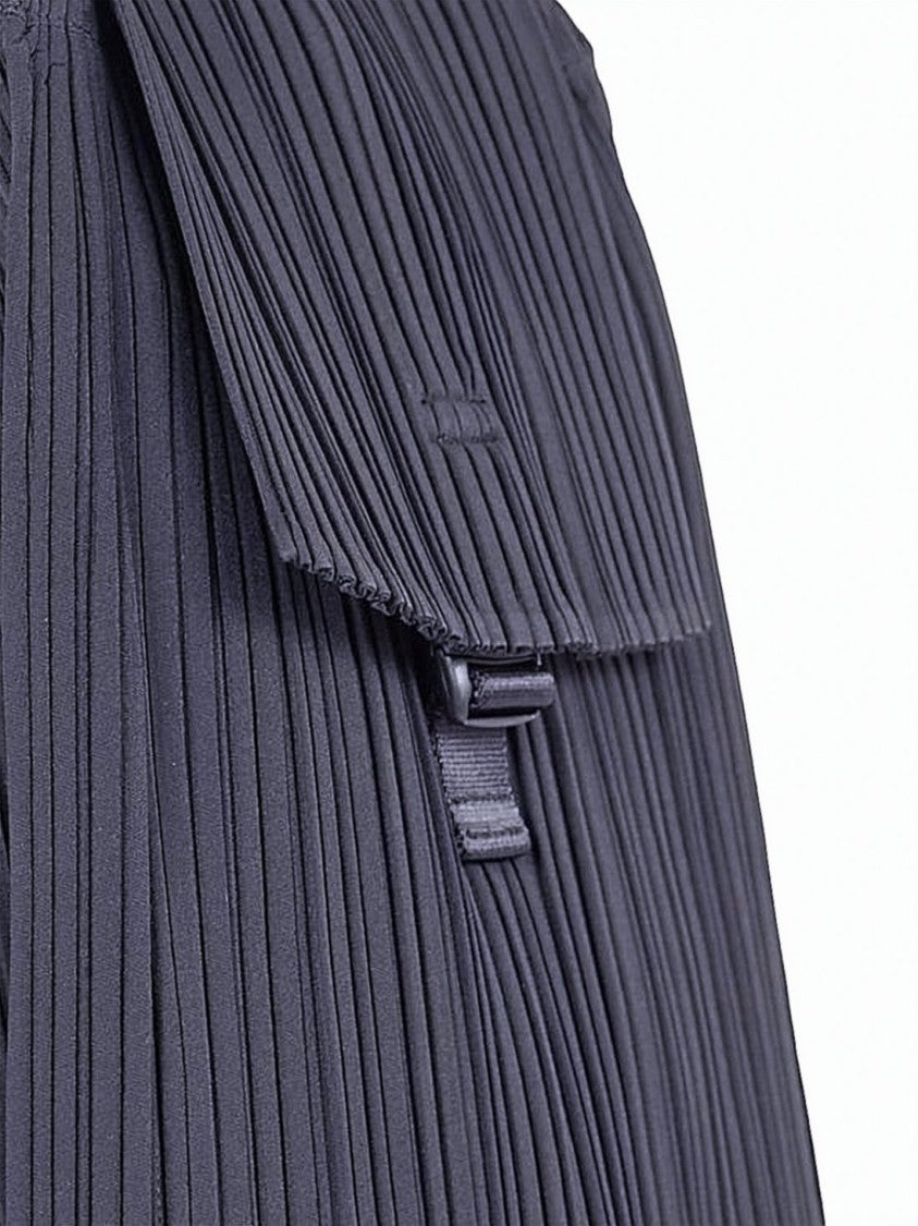 Pleats Please Pleated Design Backpack With Flap Closure And Buckle Detail