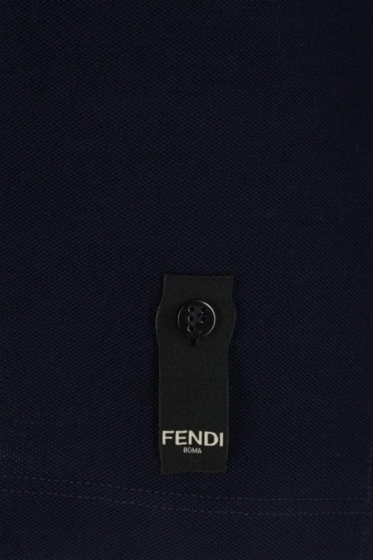 Fendi Textured Piqué Polo Shirt With Metallic Logo