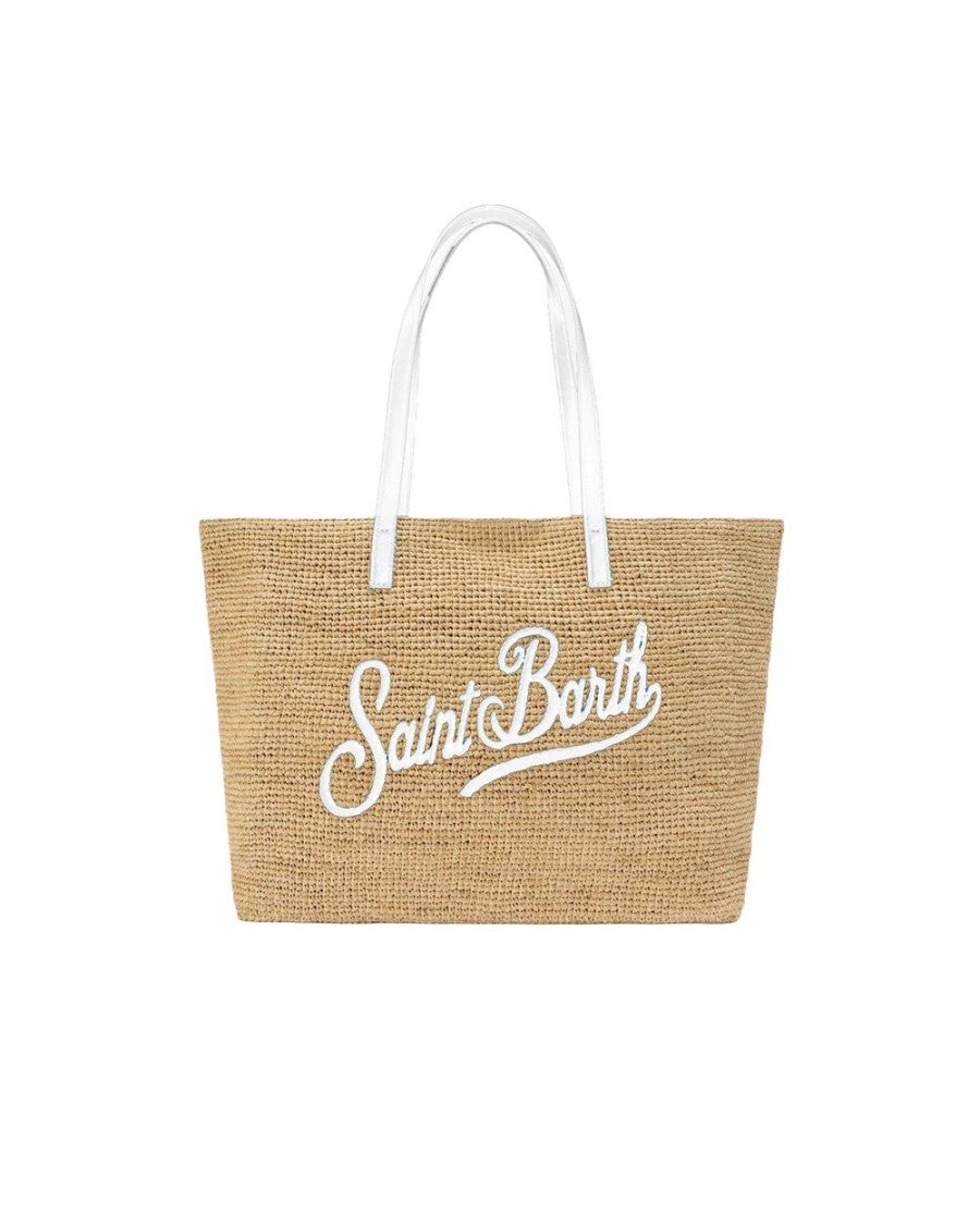 Mc2 Saint Barth Woven Tote Bag With Prominent Script Logo