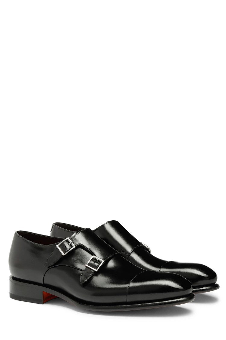 Santoni Double-Buckle Goodyear Hand-Antiqued Shoes