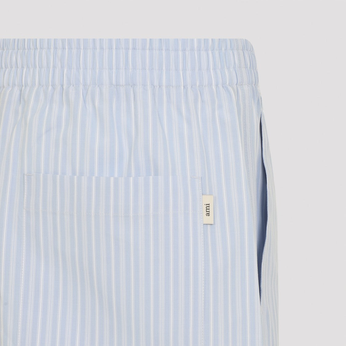Ami Paris Light Blue Pinstripe Bermuda Shorts With Elastic Waistband