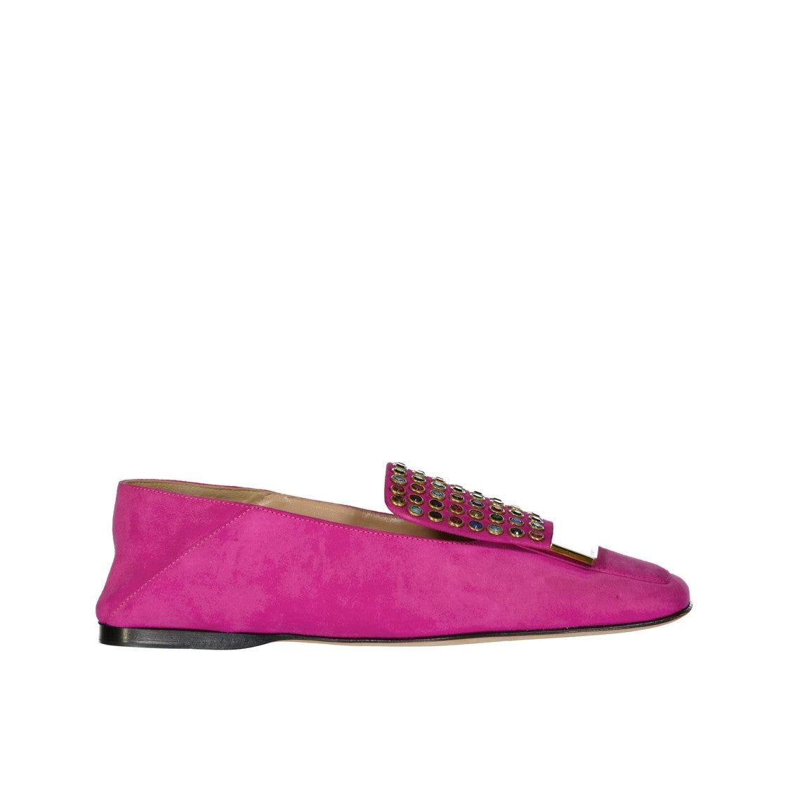 Sergio Rossi PinkLeather Loafers With Crystal Detail
