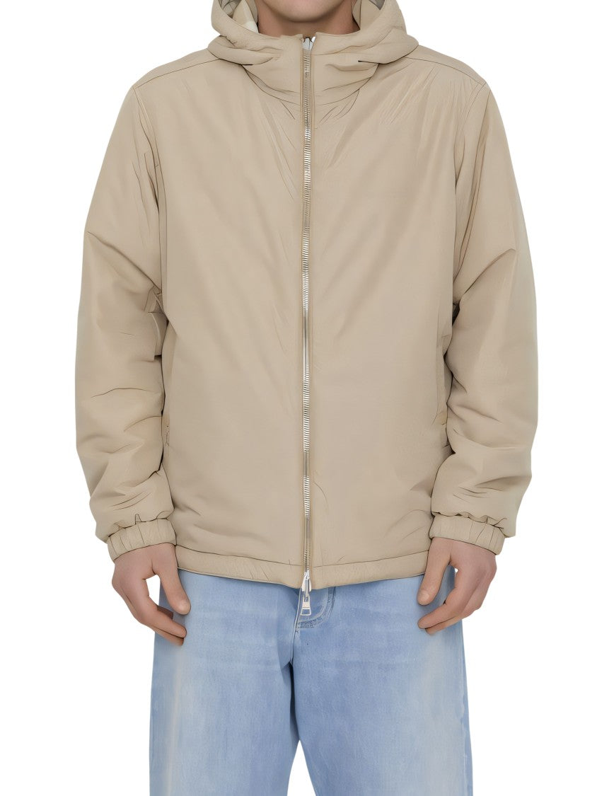 Burberry Hooded Casual Jacket With Subtle Plaid And Zip Closure