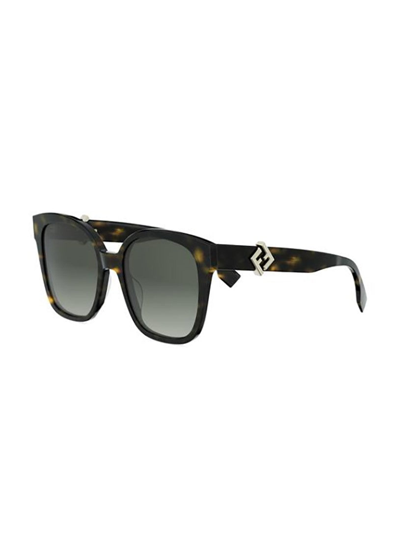 Fendi Tortoiseshell Fe40186i Rectangular Metal Sunglasses