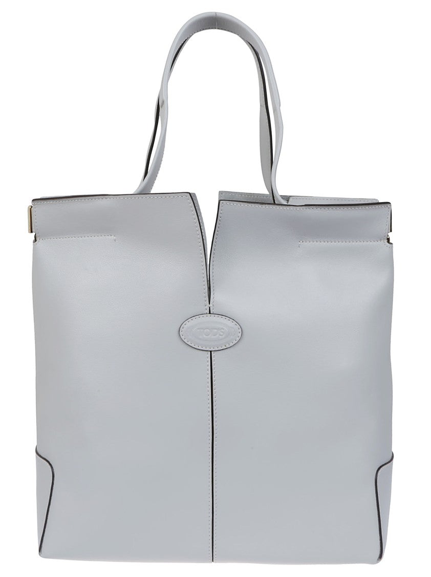Tod's Minimalist Grey Leather Tote Bag With Structured Silhouette