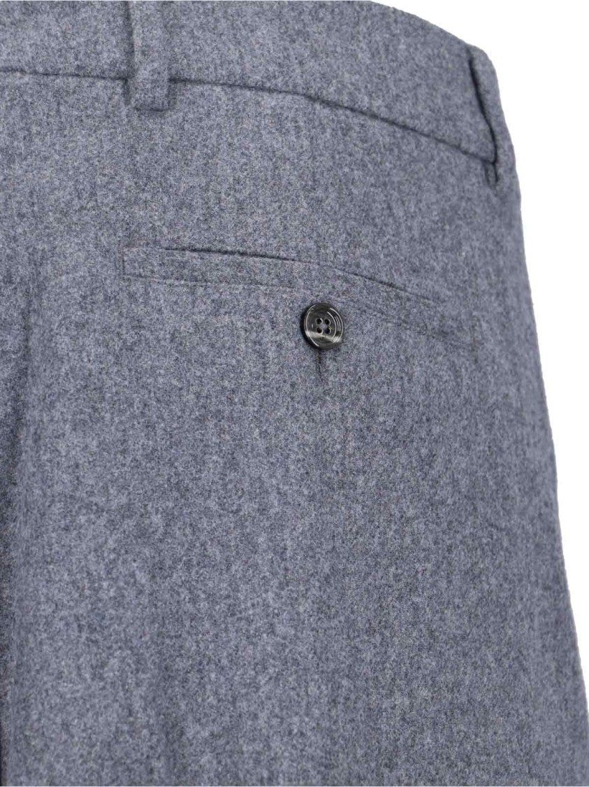 Ami Light Grey Tailored Virgin Wool Trousers