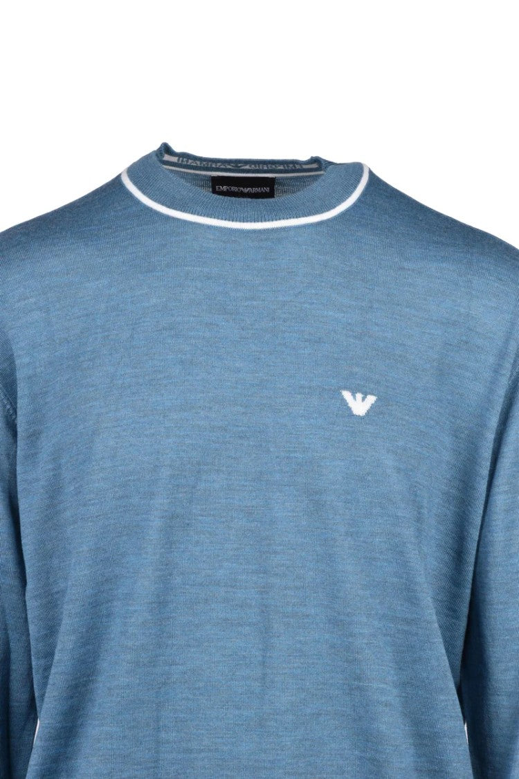 Emporio Armani Wool Crew Neck Sweater - Light Blue