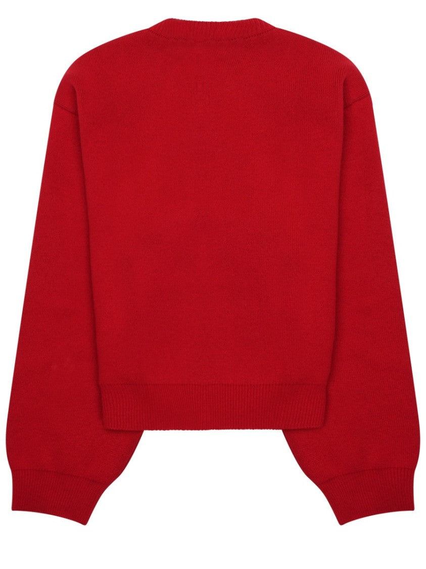 Celine Cropped Knit Sweater With Contrasting Logo Detail