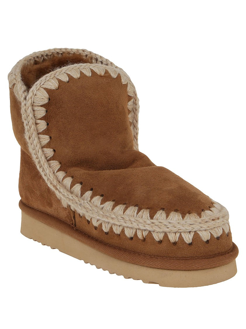 Mou Crochet Stitch Sheepskin Ankle Boots