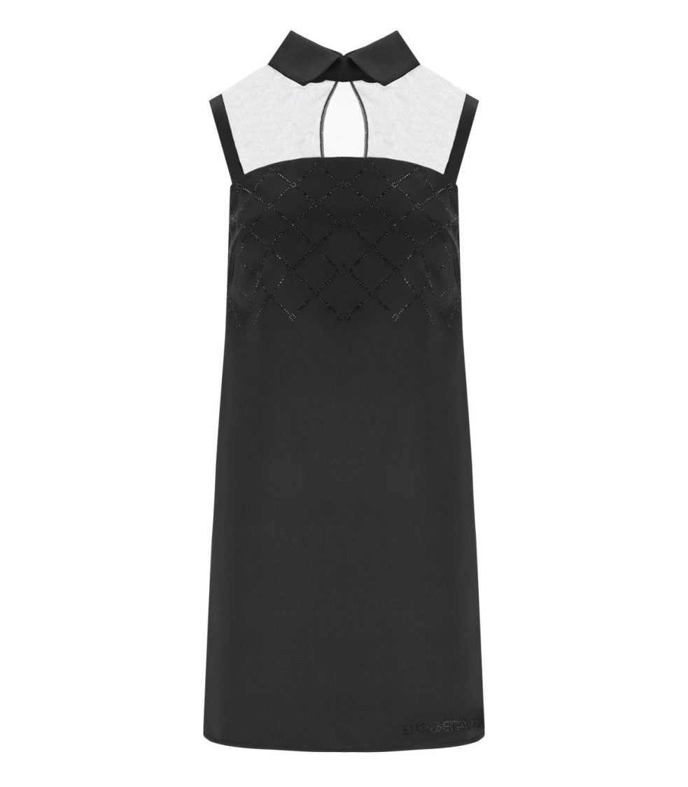 Elisabetta Franchi Black Mini Dress With Rhinestones
