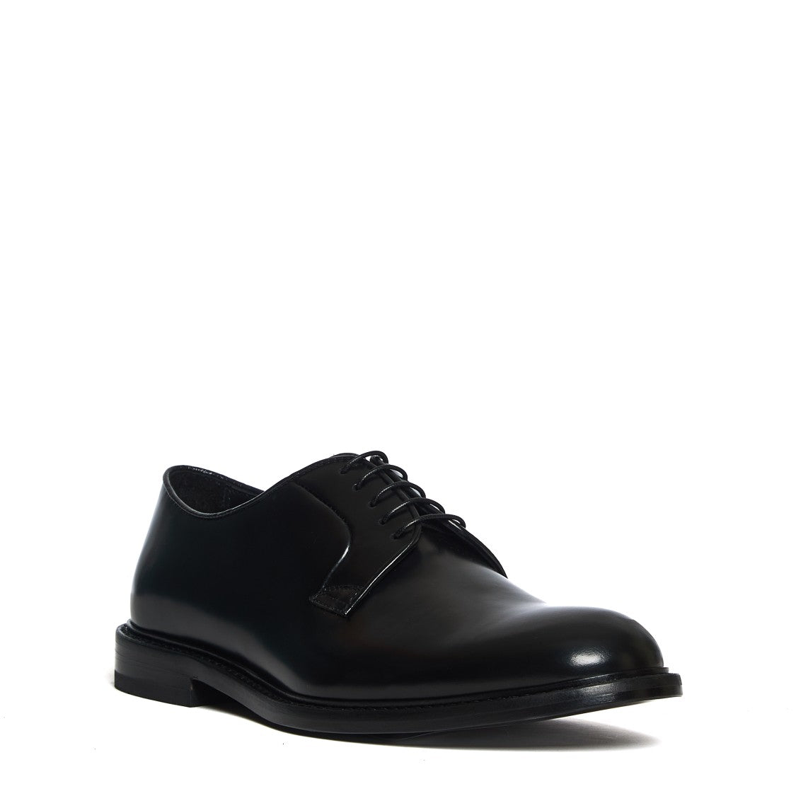 Doucal's Black Seamless Leather Blake Derby Shoes