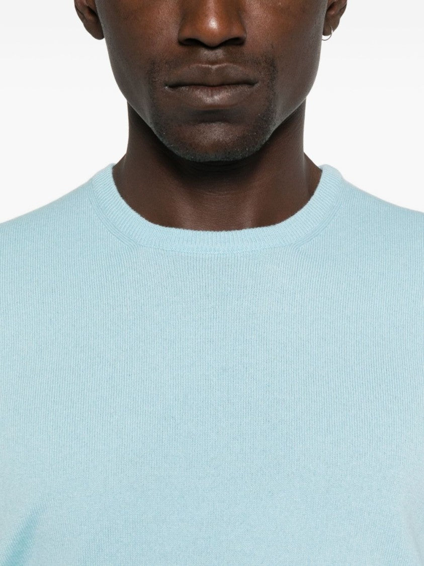 Gran Sasso Light Blue Crewneck Sweater With Ribbed Cuffs