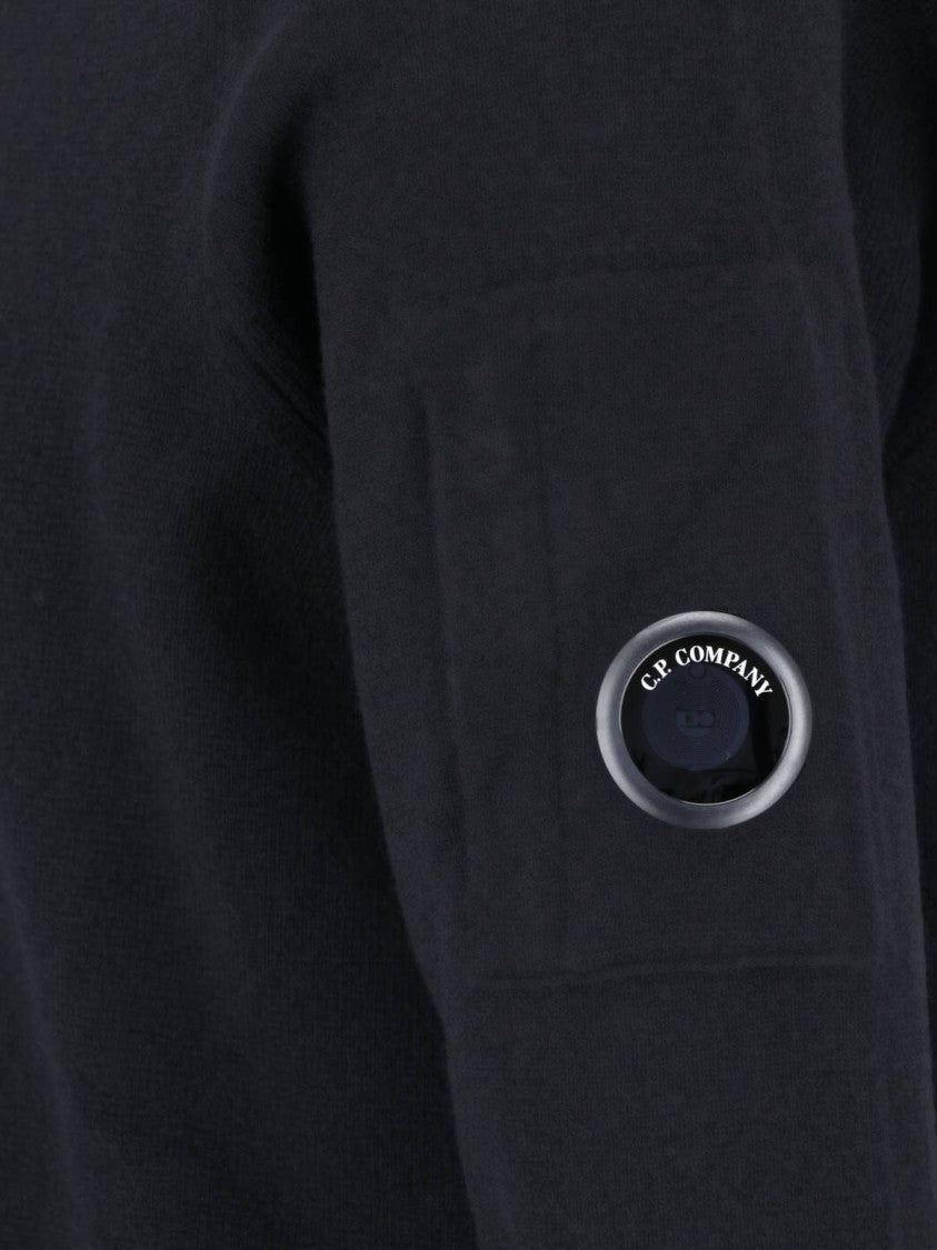 C.P. Company Black Wool-Blend Logo Hoodie