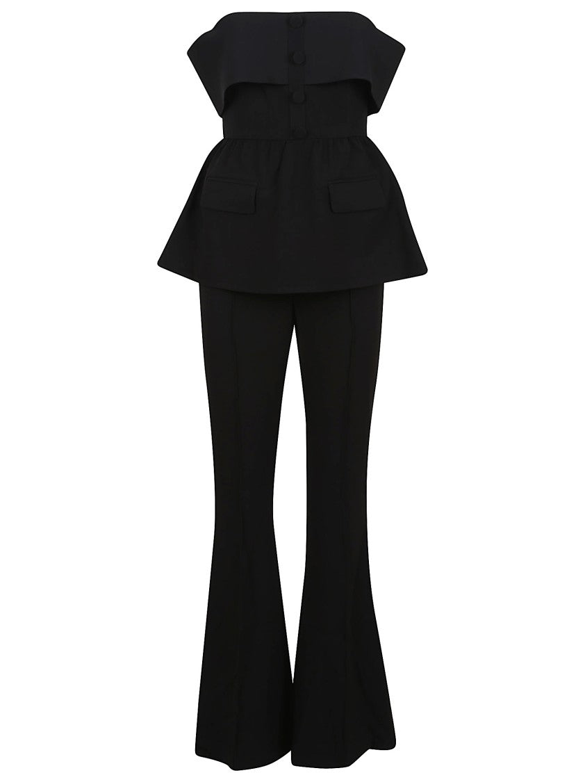 Self-Portrait Black Crepe Off Shoulder Jumpsuit