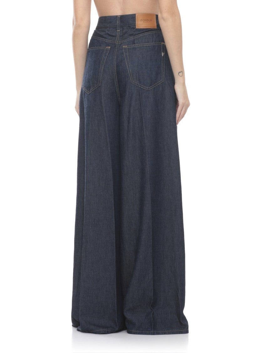 Dondup Dark Blue Maggie Leather Tab Jeans
