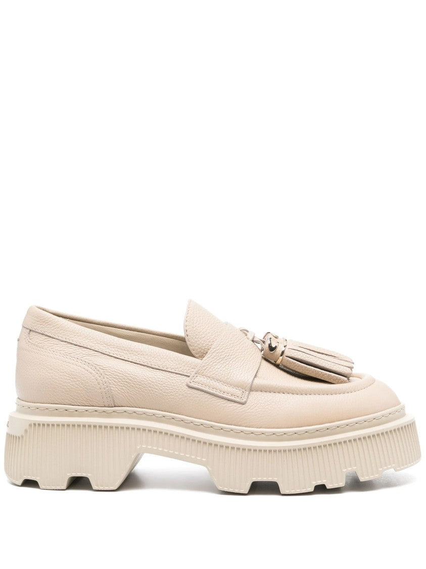 Santoni Pink Leather Loafers