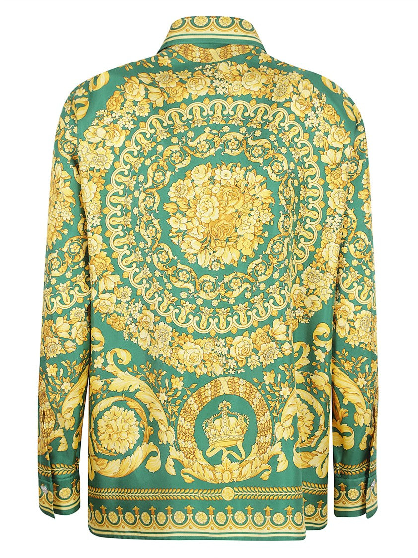 Versace Intricate Baroque Print Silk Shirt