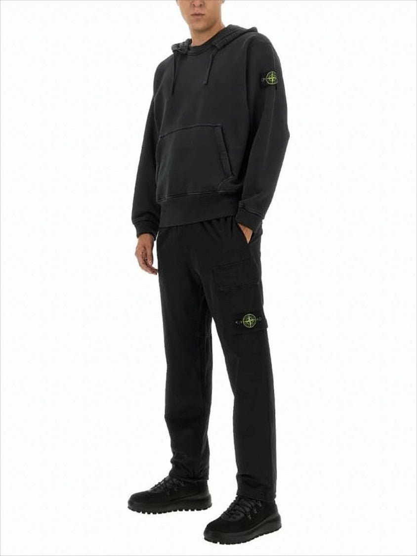 Stone Island Black Hoodie With Adjustable Drawstring
