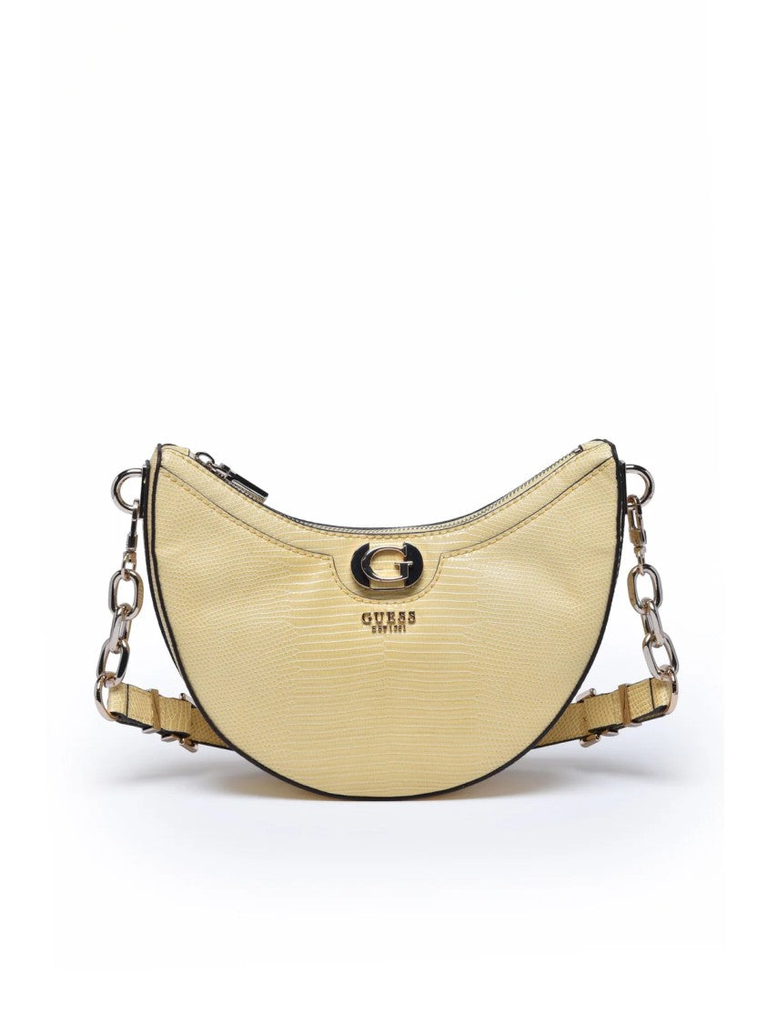 Guess Yellow Polyurethane Crescent Shoulder Bag