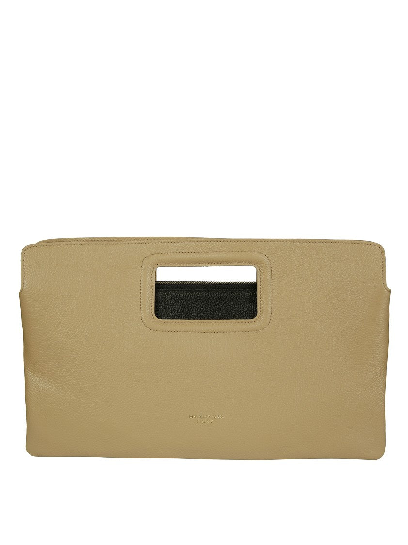 My Best Bag Cut-Out Handle Leather Clutch With Textured Accents