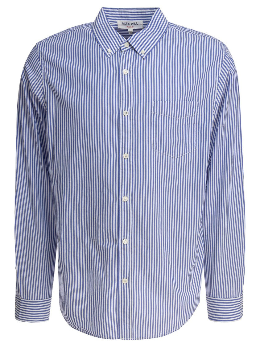 Alex Mill Draped Blue Striped Shirt With Classic Collar