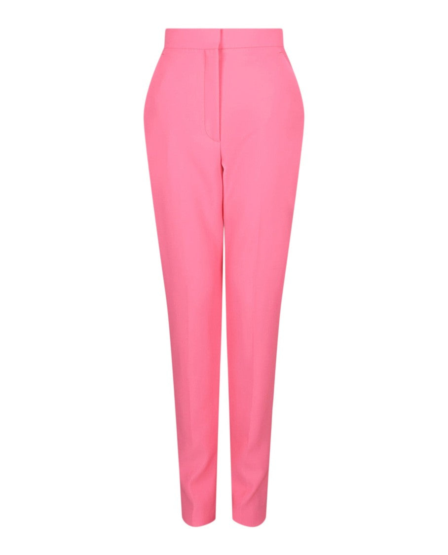high waisted cigarette pants Nancy Silk Wool High waisted Cigarette pants style Concealed back zipper with hook and eye closure Fully lined Self Women's Black Crpe Cigarette Pants
