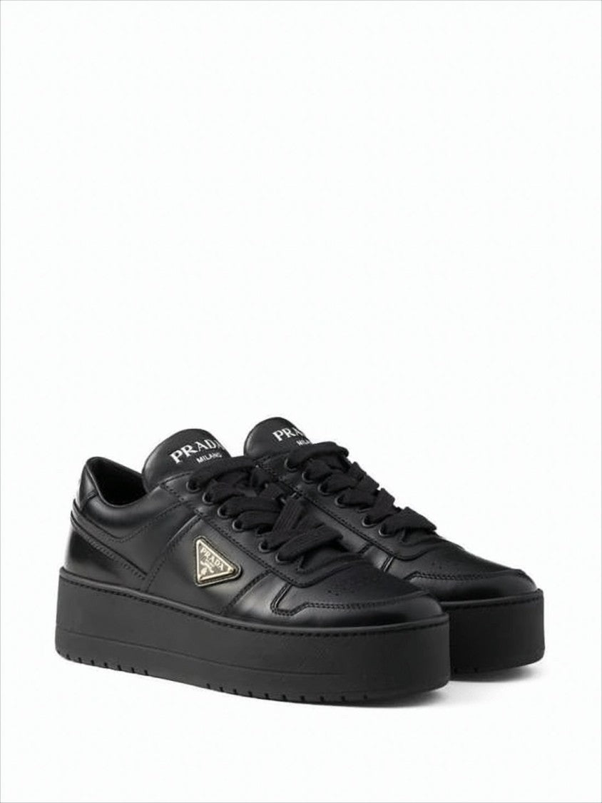 Prada Perforated Black Leather Sneakers