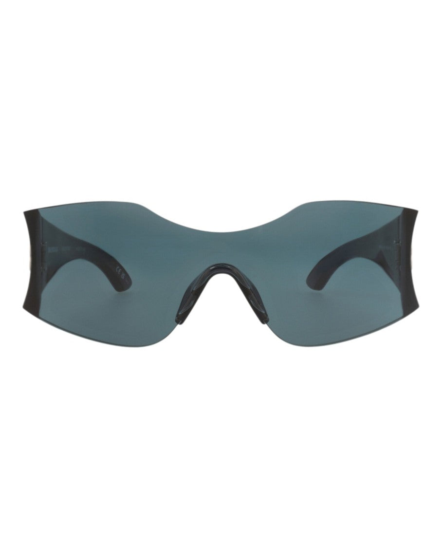 Balenciaga Shield-Frame Nylon Sunglasses With Saddle Bridge And Curved Dark Lens