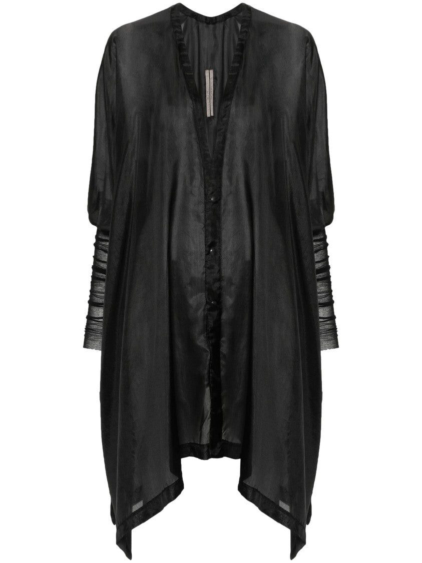 Rick Owens Black Silk Long Sleeve Shirt