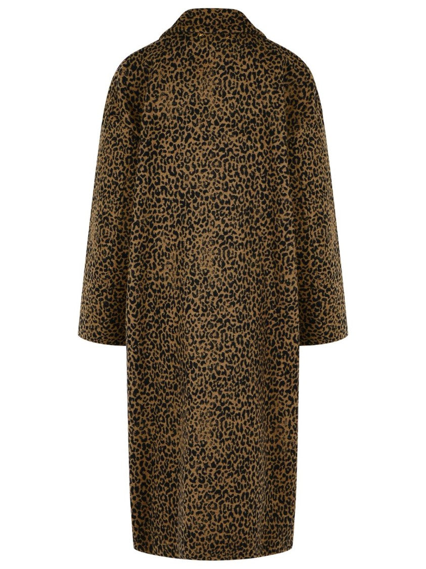 Golden Goose Cooon Single-Breasted Leopard Print Coat