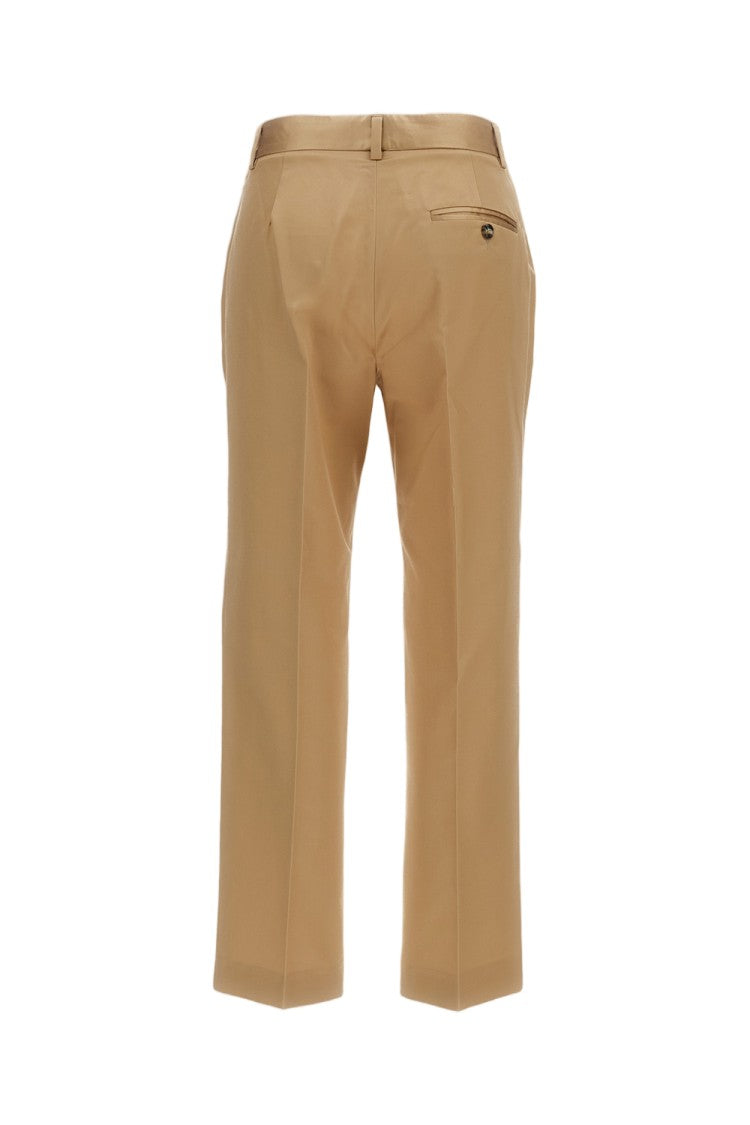 Alberto Biani Beige Silk-Blend Straight-Leg Cropped Pants