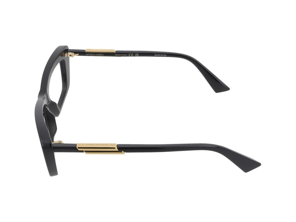 Bottega Veneta Black Gold Accent Bold Rectangular Eyeglasses