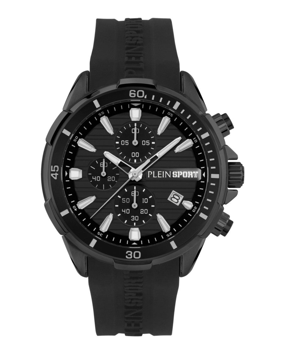 Plein Sport Impact Chronograph Watch With Textured Dial And Secure Buckle