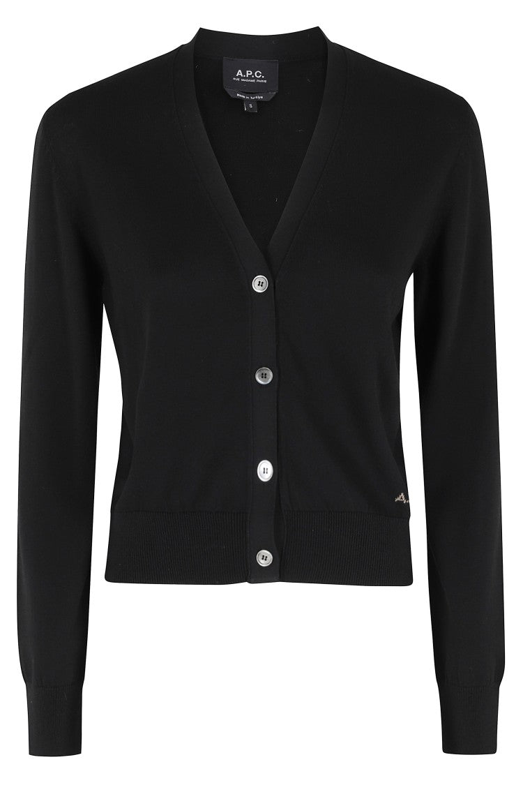 A.P.C. Black Basic V-Neck Ribbed Cotton Cardigan