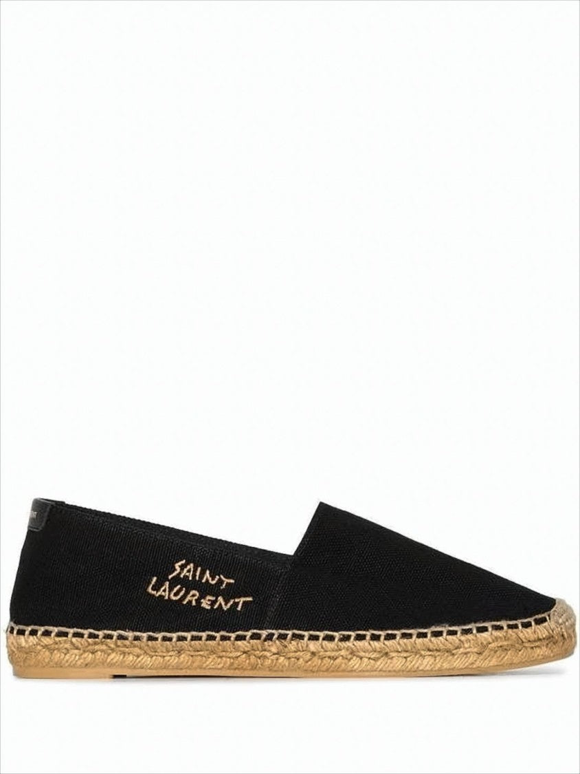 Saint Laurent Slip-On Black Canvas Espadrilles With Natural Jute Sole