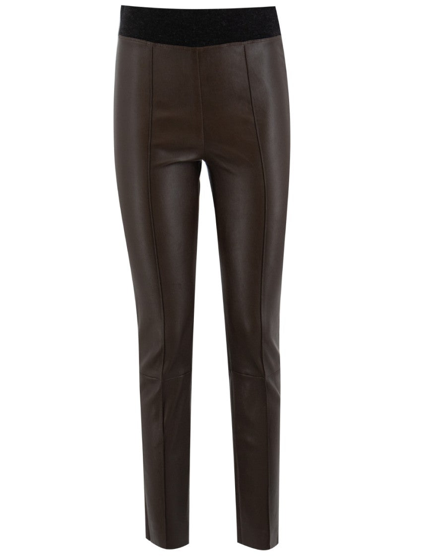 Brunello Cucinelli Nappa Leather Leggings With Virgin Wool Waistband