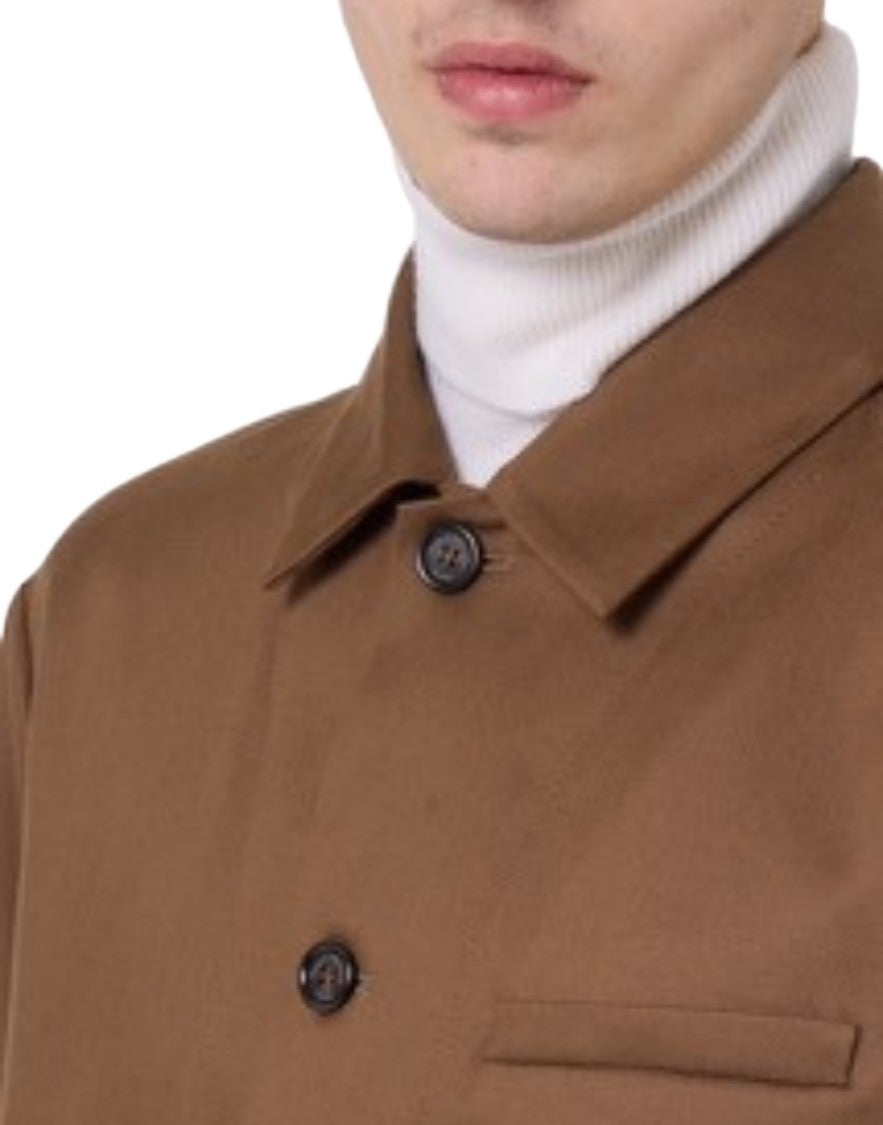 Paolo Pecora Three-Pocket Casual Brown Shirt Jacket