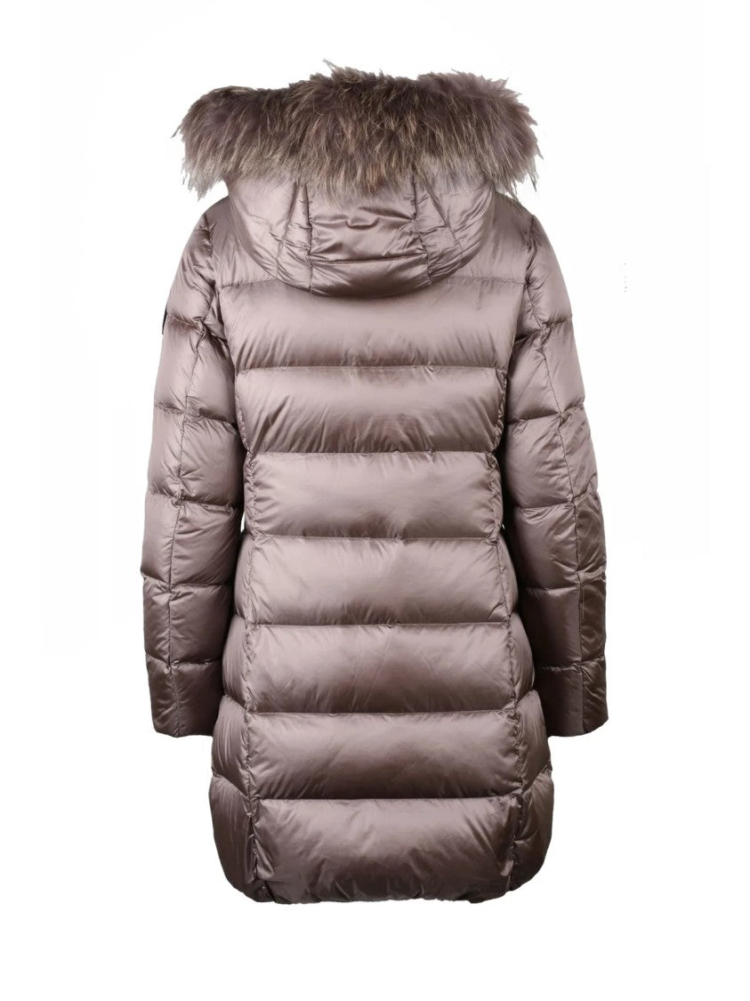 Bomboogie Bronze Quilted Nylon Long Down Jacket