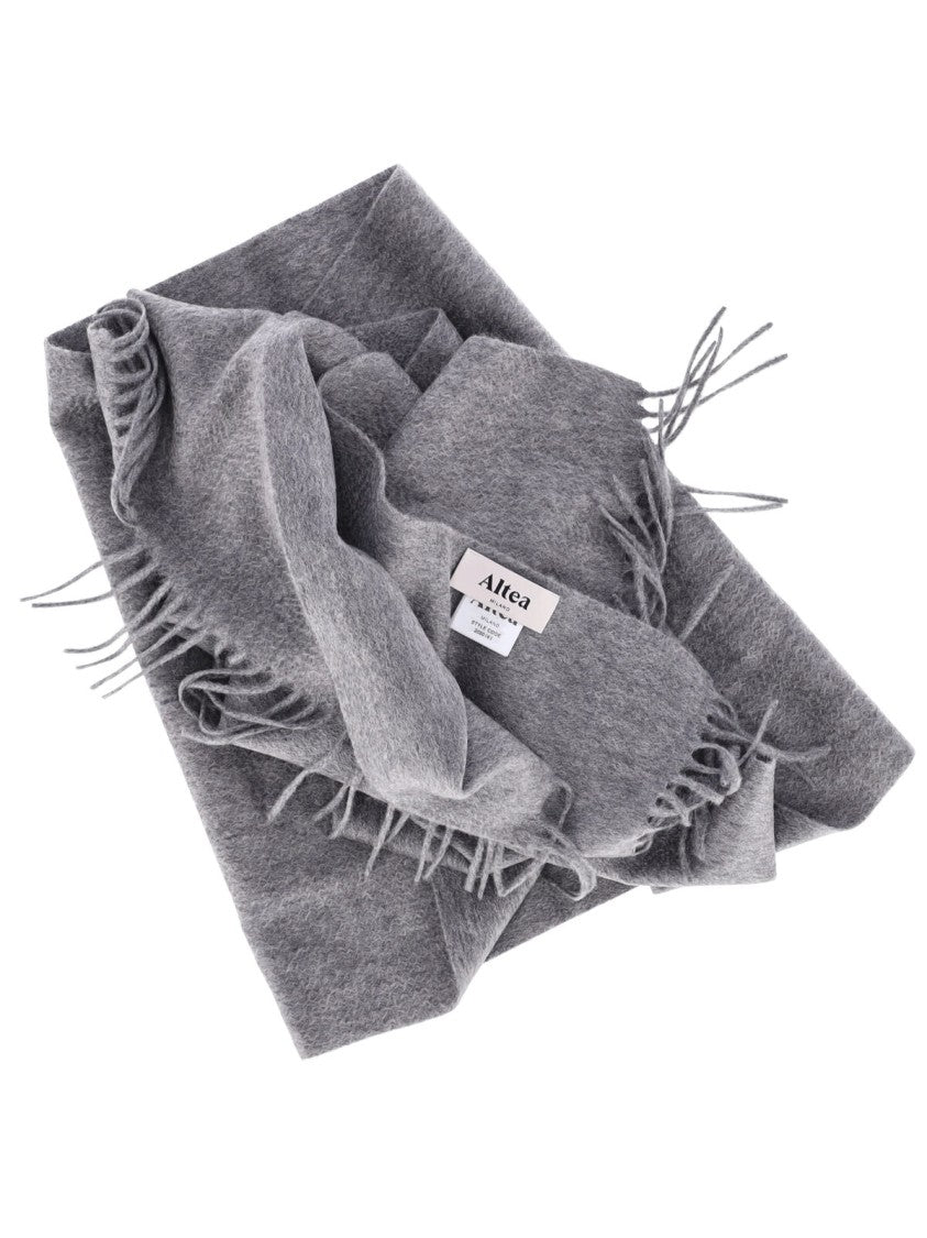 Altea Grey Rectangular Fringed Cashmere Scarf