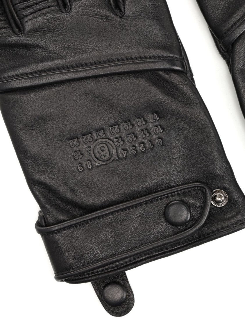 Mm6 By Maison Margiela Shearling Leather Gloves – Black