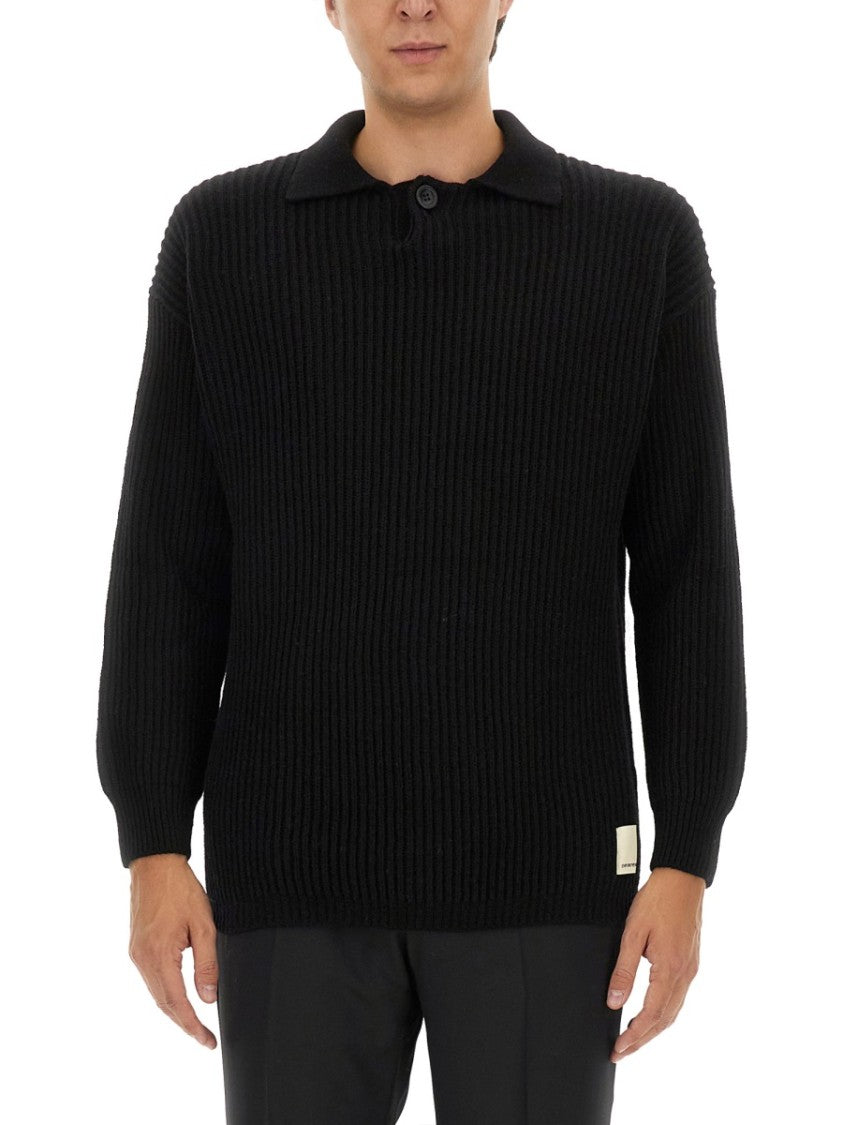 Emporio Armani Ribbed Wool Jersey With Classic Collar