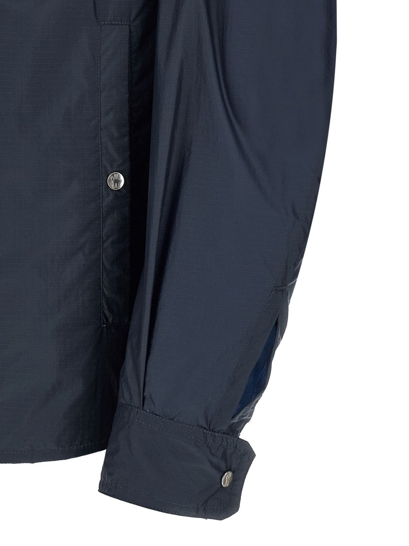 Moncler Lightweight Ripstop Nylon Shirt With Pointed Collar And Functional Pockets