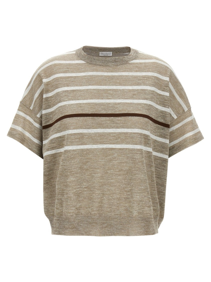 Brunello Cucinelli Lurex Stripes Sweater With Relaxed Fit