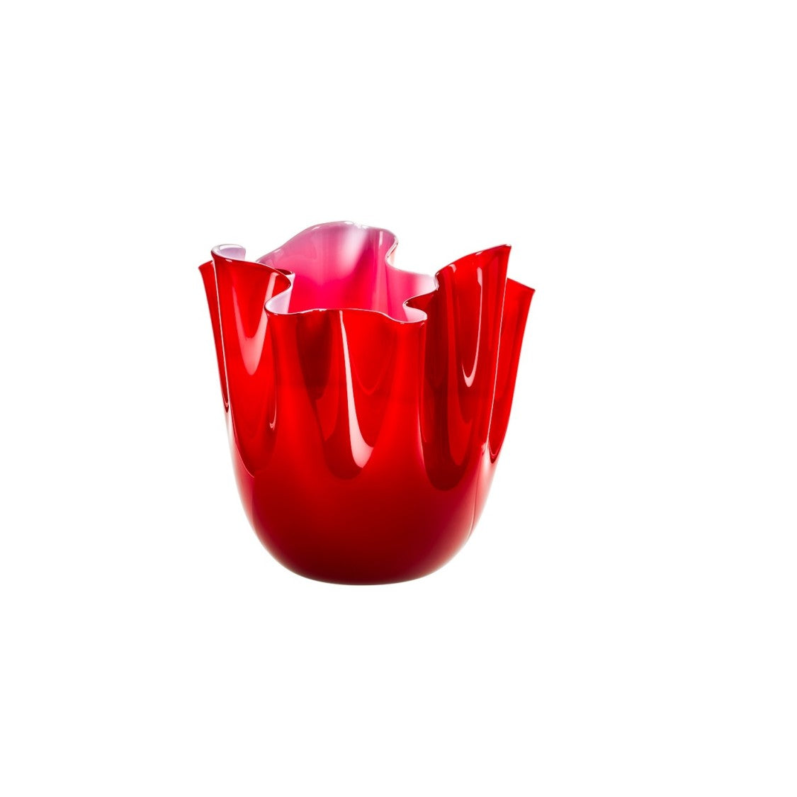 Venini Medium Sandblasted Opalino Fazzoletto Vase