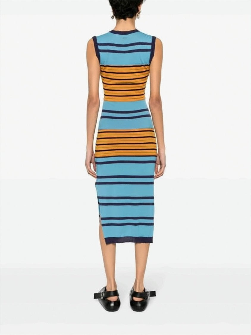 Marni Fitted Striped Midi Dress