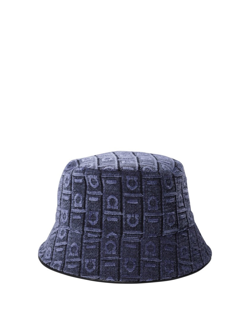 Ferragamo Textured Blue Bucket Hat