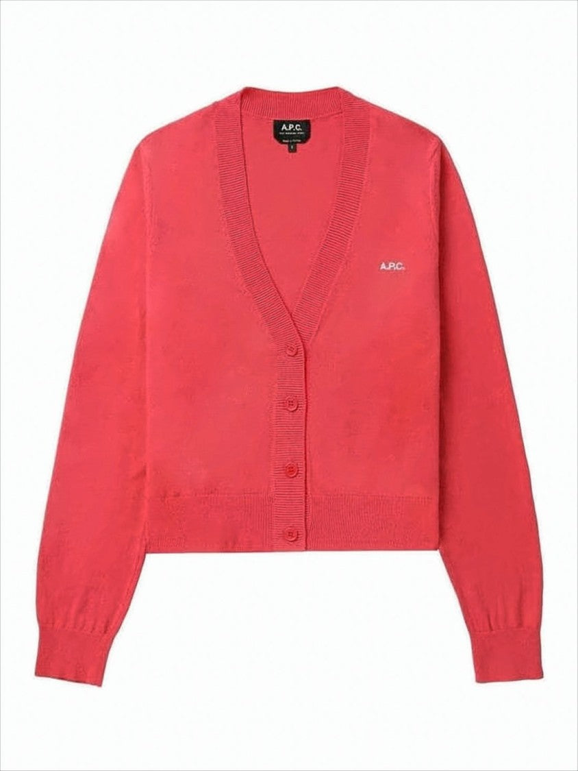A.P.C. Cropped Cardigan With V-Neckline And Ribbed Details