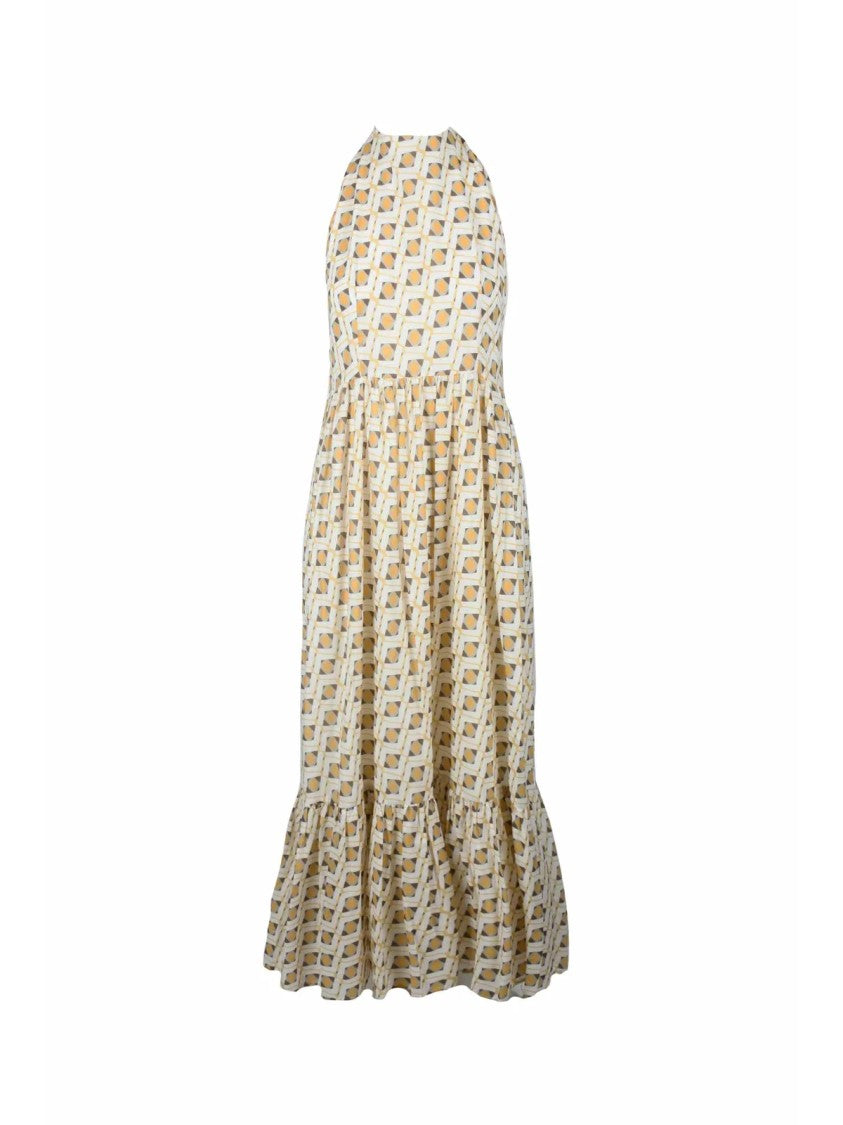 Skills & Genes White/Brown Two-Tone Cotton Dress